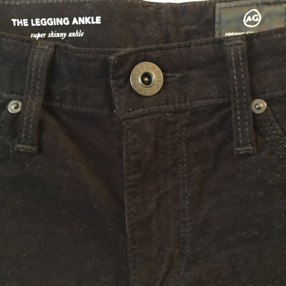 AG THE LEGGING ANKLE SUPER SKINNY BLACK STRETCH VELVET CORDUROY 25 NWOT - Picture 7 of 13